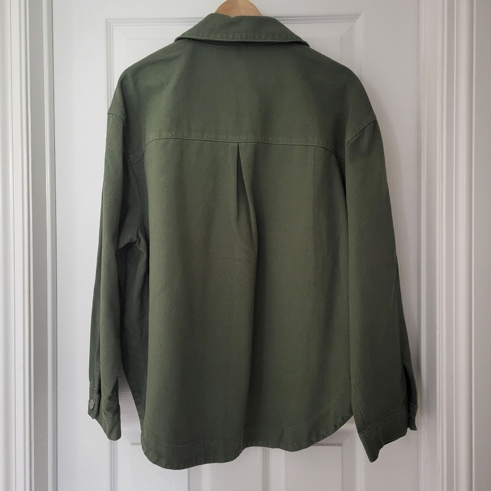 NWT Zara Button Down Cotton Overshirt With Jewel Applique - Picture 5 of 14
